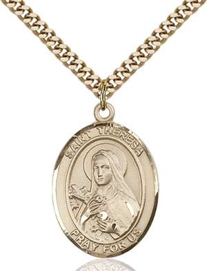 St. Theresa Medal<br/>7106 Oval, Gold Filled