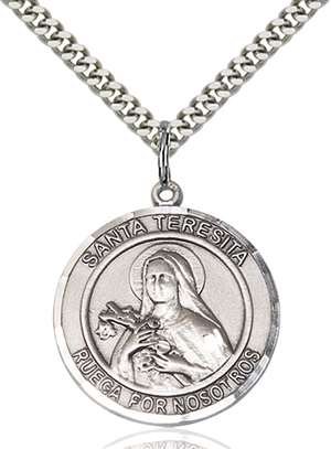 Santa Teresita Medal<br/>7106 Spanish, Round, Sterling Silver