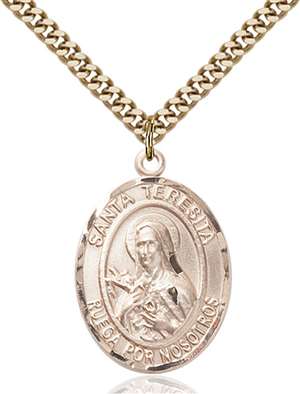 Santa Teresita Medal<br/>7106 Spanish, Oval, Gold Filled