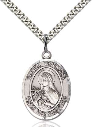Santa Teresita Medal<br/>7106 Spanish, Oval, Sterling Silver