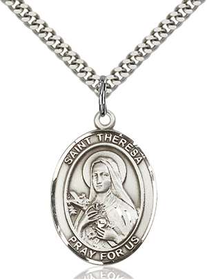 St. Theresa Medal<br/>7106 Oval, Sterling Silver