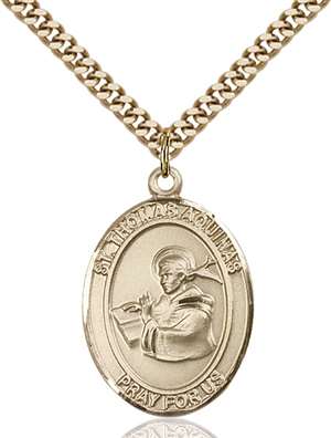 St. Thomas Aquinas Medal<br/>7108 Oval, Gold Filled