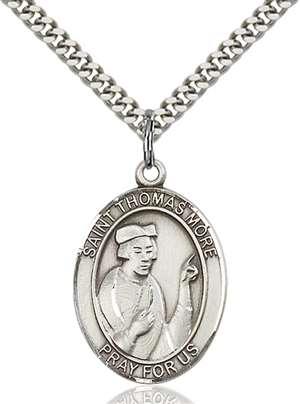St. Thomas More Medal<br/>7109 Oval, Sterling Silver