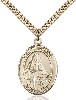 St. Veronica Medal<br/>7110 Oval, Gold Filled