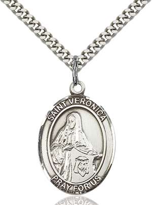 St. Veronica Medal<br/>7110 Oval, Sterling Silver