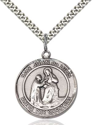 San Juan de Dios Medal<br/>7112 Spanish, Round, Sterling Silver