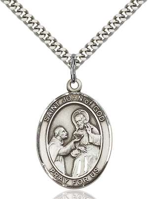 St. John of God Medal<br/>7112 Oval, Sterling Silver