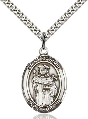 St. Casimir of Poland Medal<br/>7113 Oval, Sterling Silver