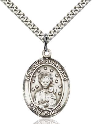 Our Lady of La Vang Medal<br/>7115 Oval, Sterling Silver