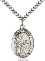 St. Zachary Medal<br/>7116 Oval, Sterling Silver
