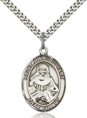 St. Julie Billiart Medal<br/>7117 Oval, Sterling Silver