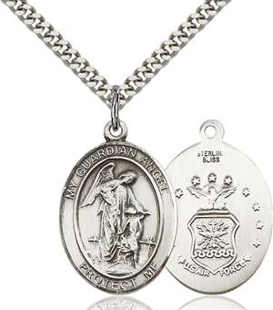 Guardian Angel Medal<br/>7118 Oval, Sterling Silver