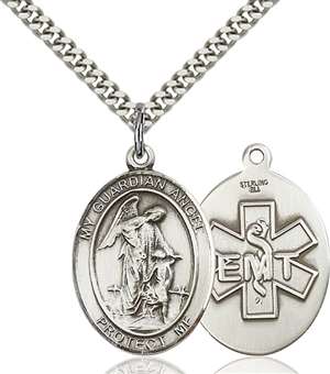 Guardian Angel / EMT Medal<br/>7118 Oval, Sterling Silver