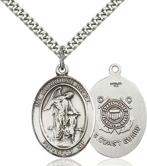 Guardian Angel Medal<br/>7118 Oval, Sterling Silver