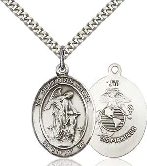 Guardian Angel Medal<br/>7118 Oval, Sterling Silver