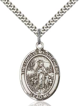 Lord Is My Shepherd Medal<br/>7119 Oval, Sterling Silver
