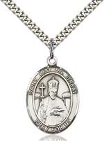 St. Leo the Great Medal<br/>7120 Oval, Sterling Silver