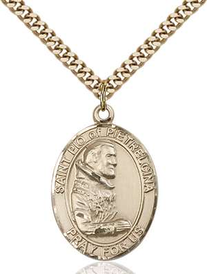 St. Pio of Pietrelcina Medal<br/>7125 Oval, Gold Filled