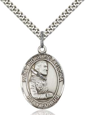 St. Pio of Pietrelcina Medal<br/>7125 Oval, Sterling Silver