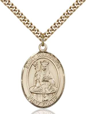 St. Walburga Medal<br/>7126 Oval, Gold Filled