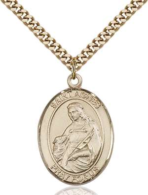 St. Agnes of Rome Medal<br/>7128 Oval, Gold Filled