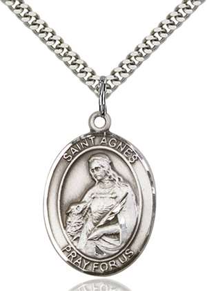 St. Agnes of Rome Medal<br/>7128 Oval, Sterling Silver