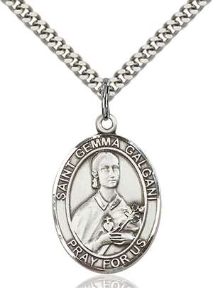 St. Gemma Galgani Medal<br/>7130 Oval, Sterling Silver