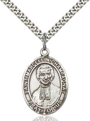 St. Marcellin Champagnat Medal<br/>7131 Oval, Sterling Silver