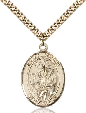 St. Jerome Medal<br/>7135 Oval, Gold Filled