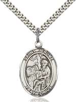 St. Jerome Medal<br/>7135 Oval, Sterling Silver