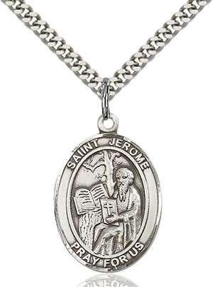 St. Jerome Medal<br/>7135 Oval, Sterling Silver