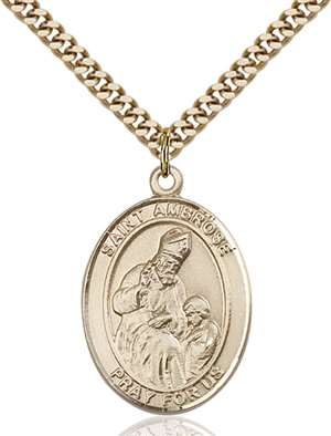 St. Ambrose Medal<br/>7137 Oval, Gold Filled