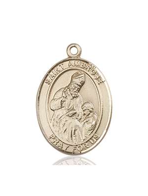 St. Ambrose Medal<br/>7137 Oval, 14kt Gold