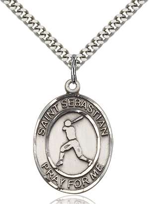 St. Sebastian Medal<br/>7160 Oval, Sterling Silver
