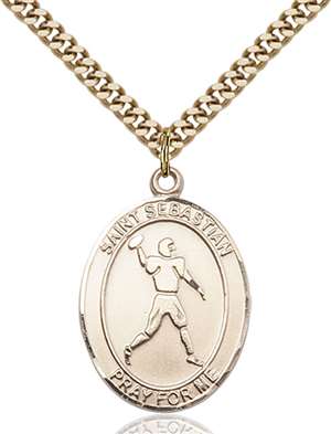 St. Sebastian Medal<br/>7161 Oval, Gold Filled