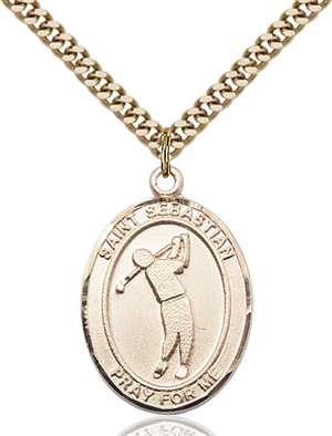 St. Sebastian Medal<br/>7162 Oval, Gold Filled