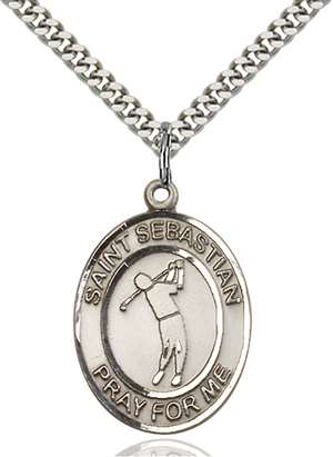St. Sebastian Medal<br/>7162 Oval, Sterling Silver