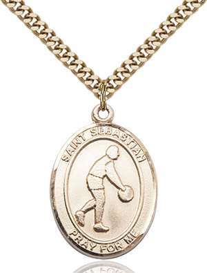 St. Sebastian Medal<br/>7163 Oval, Gold Filled