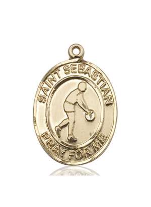 St. Sebastian Medal<br/>7163 Oval, 14kt Gold