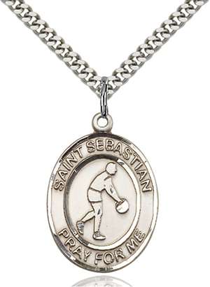St. Sebastian Medal<br/>7163 Oval, Sterling Silver