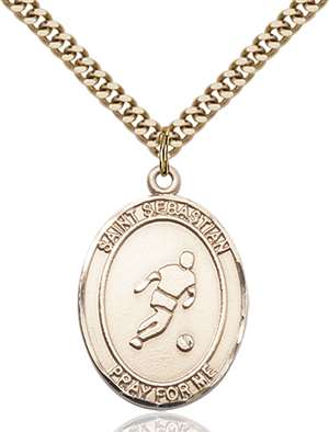 St. Sebastian Medal<br/>7164 Oval, Gold Filled