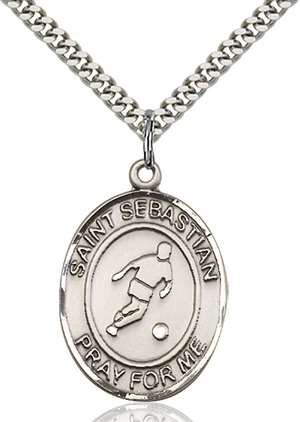 St. Sebastian Medal<br/>7164 Oval, Sterling Silver