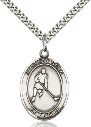 St. Sebastian/Ice Hockey Medal<br/>7165 Oval, Sterling Silver