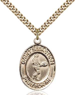 St. Sebastian Medal<br/>7166 Oval, Gold Filled