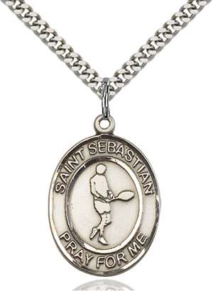 St. Sebastian Medal<br/>7166 Oval, Sterling Silver