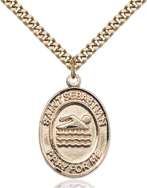 St. Sebastian Medal<br/>7167 Oval, Gold Filled