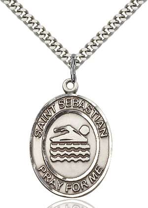 St. Sebastian Medal<br/>7167 Oval, Sterling Silver