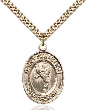 St. Sebastian Medal<br/>7168 Oval, Gold Filled