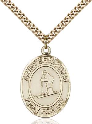 St. Sebastian/Skiing Medal<br/>7169 Oval, Gold Filled
