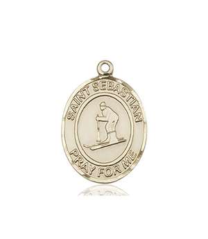 St. Sebastian/Skiing Medal<br/>7169 Oval, 14kt Gold